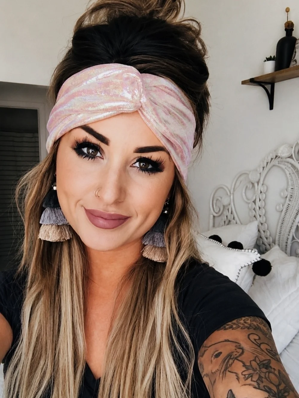 4/$15 Boho Glam Mean Girls Wednesday Pink Iridescent Headband Women's Hair